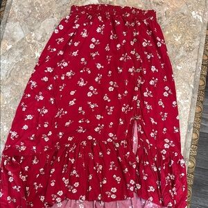 Floral Red Skirt